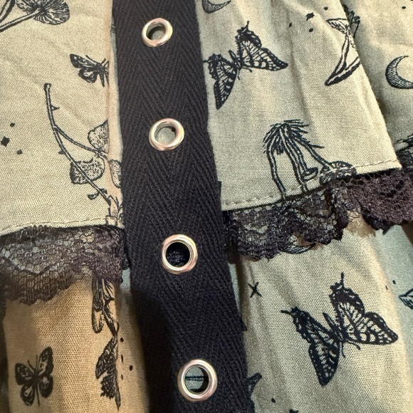 Thorn and Fable Tiered Skirt Olive Green and Black NWT Size Medium - Picture 3 of 7